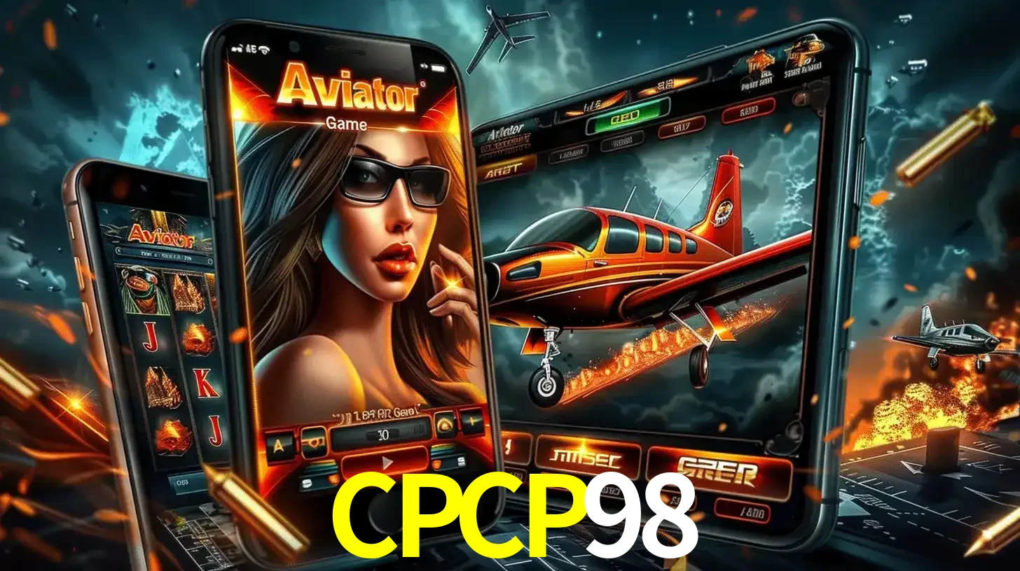 O popular jogo de apostas Aviator exibido em vários celulares e tablets, mostrando a interface emocionante e a ação de voo disponíveis para jogar agora no CPCP98.