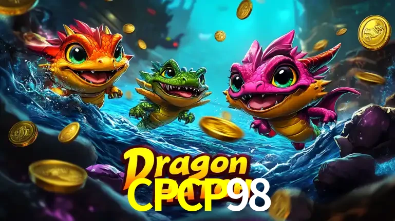 Arte promocional do jogo Dragon Hatch com três adoráveis dragões bebês nadando entre moedas de ouro, um dos slots mais divertidos para jogar no cassino CPCP98.