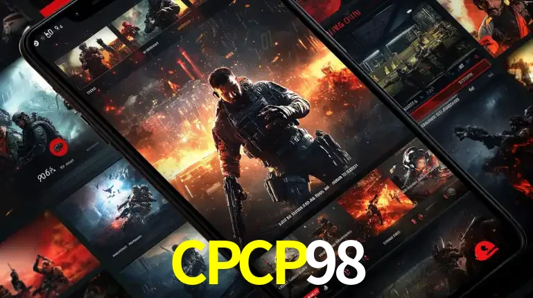 Tela de um celular exibindo uma galeria de jogos de tiro com temática militar, mostrando a variedade de e-sports disponíveis para apostas na plataforma de entretenimento CPCP98.