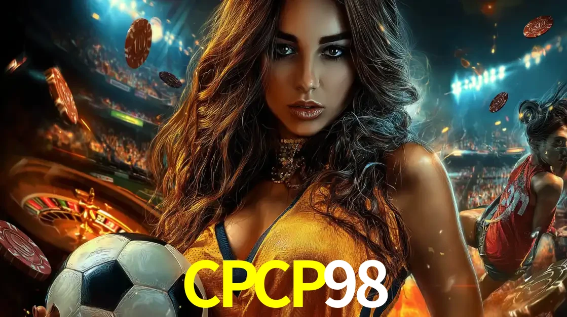 Mulher segurando uma bola de futebol em uma montagem que mistura a paixão esportiva com a emoção da roleta de cassino, tudo disponível na plataforma CPCP98.